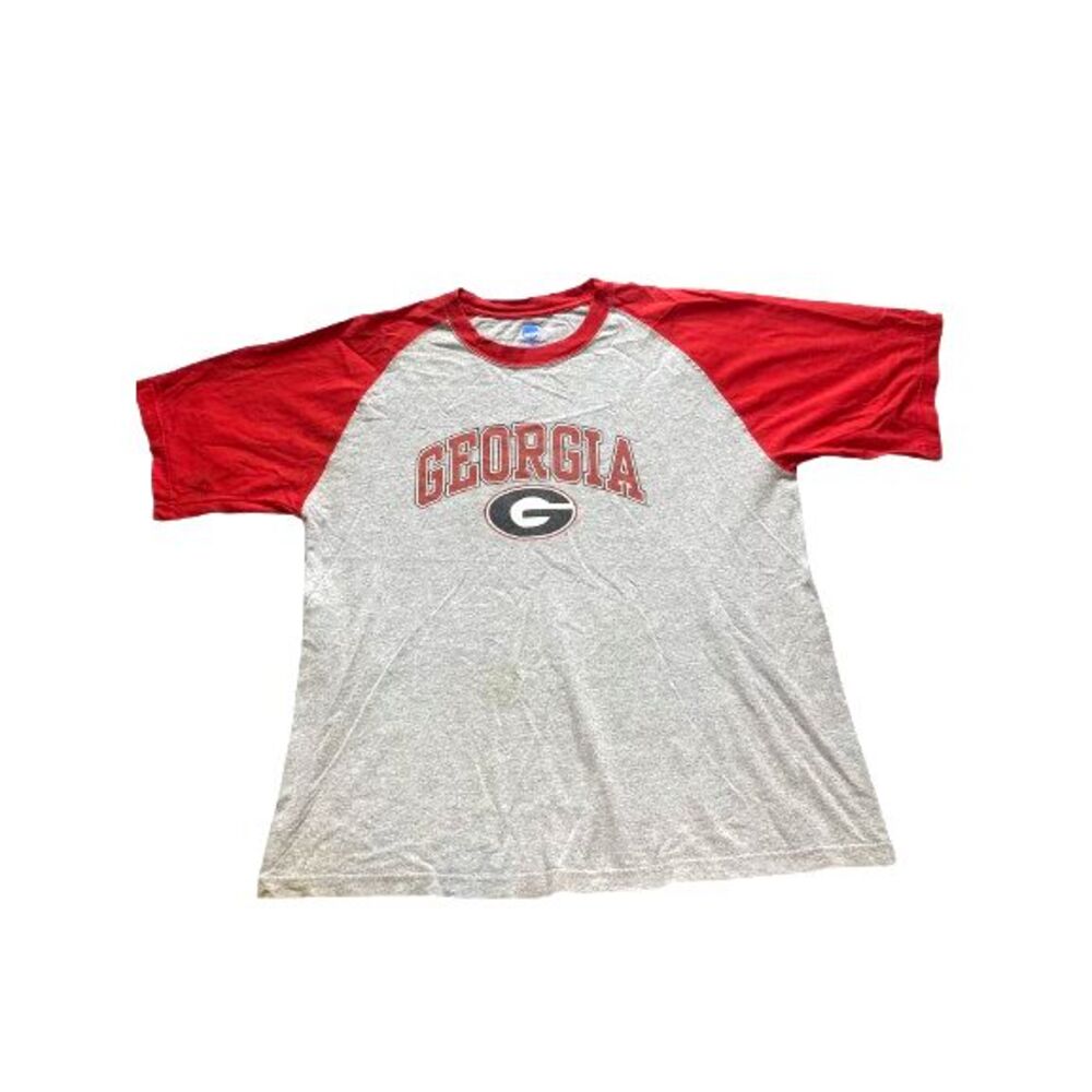 Georgia Bulldogs Shirt Adult Extra Large Gray Red Raglan NCAA Sportswear‎ Mens